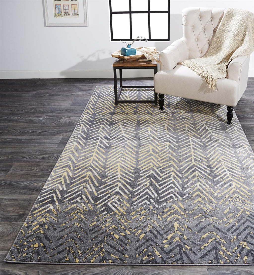 Feizy Bleecker 3604F Gray/Yellow Area Rug Lifestyle Image Feature