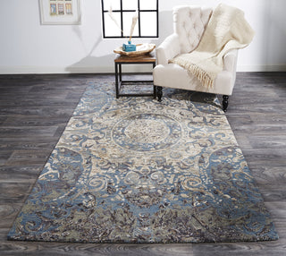 Feizy Tivoli 8214F Gray/Blue Area Rug Lifestyle Image Feature