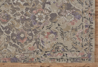 Feizy Tivoli 8215F Taupe/Purple Area Rug Corner Image