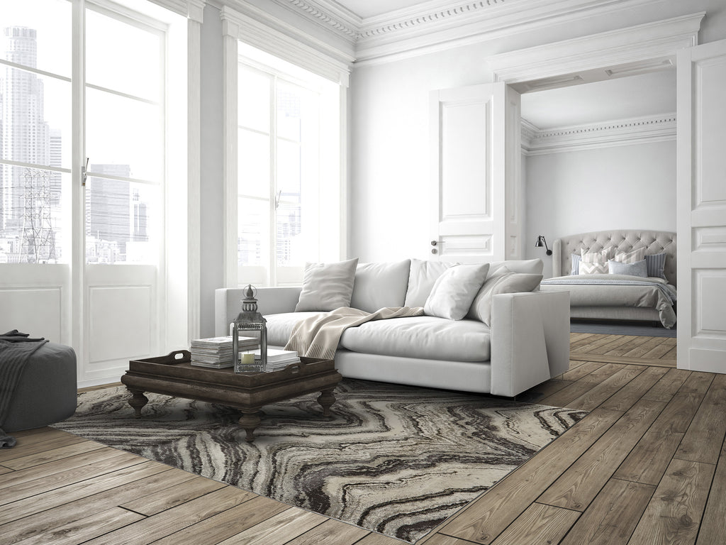 Feizy Katari 3381F Birch/Sterling Area Rug Lifestyle Image Feature