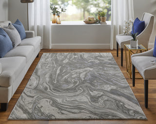 Feizy Prasad 3894F Gray/Ivory Area Rug Lifestyle Image Feature