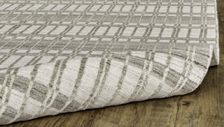 Feizy Odell 6385F Taupe/Ivory Area Rug Corner Image with Rug Pad