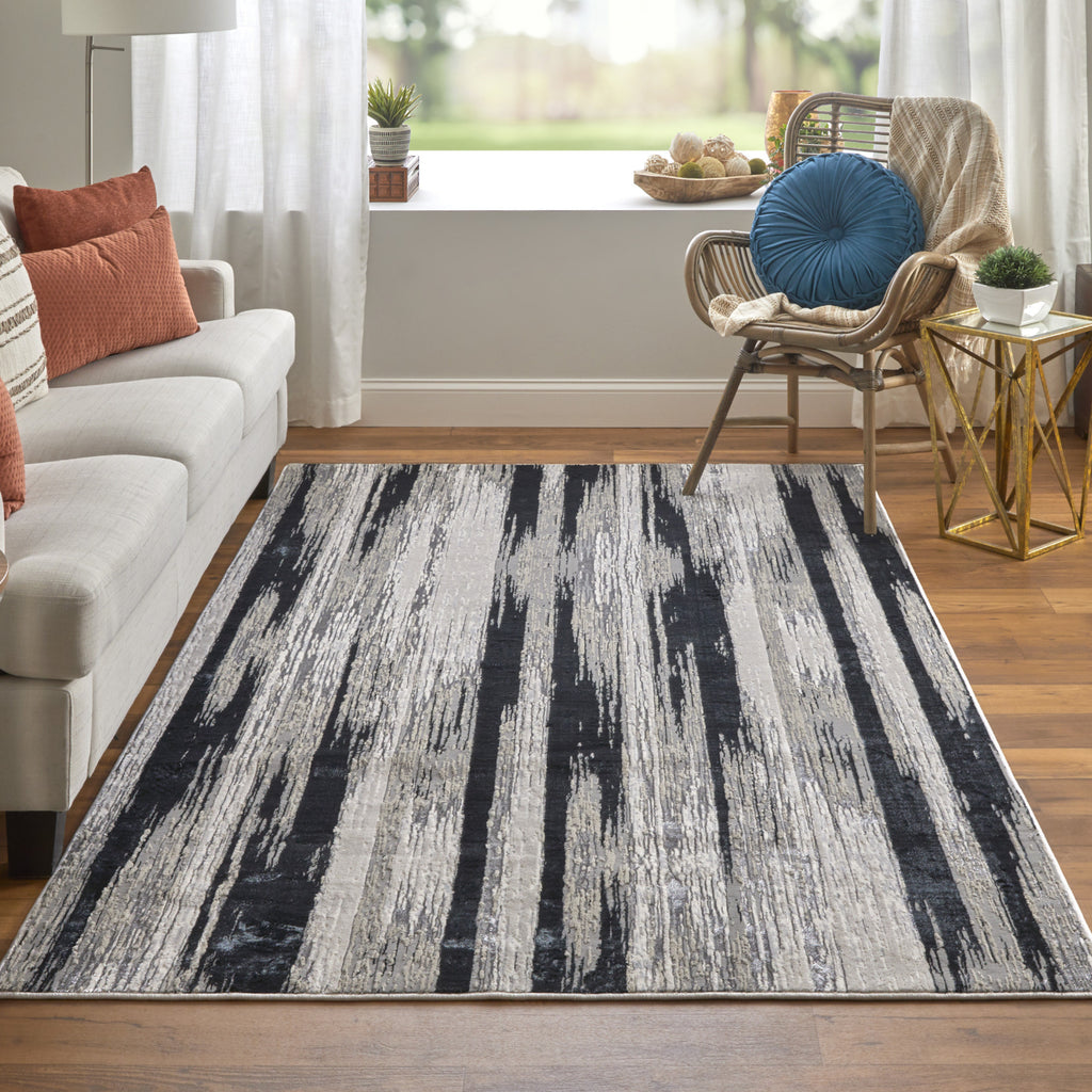 Feizy Micah 3338F Black/Silver Area Rug Lifestyle Image Feature
