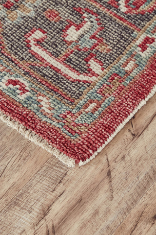 Feizy Piraj 6453F Red/Gray Area Rug Corner Image