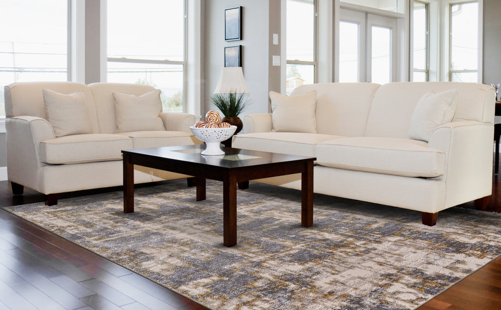 Feizy Waldor 3969F Gold/Sterling Area Rug Lifestyle Image Feature