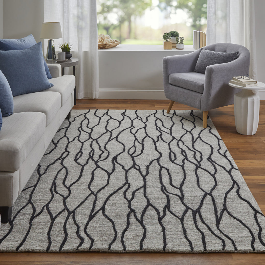 Feizy Enzo 8734F Taupe/Black Area Rug Lifestyle Image Feature