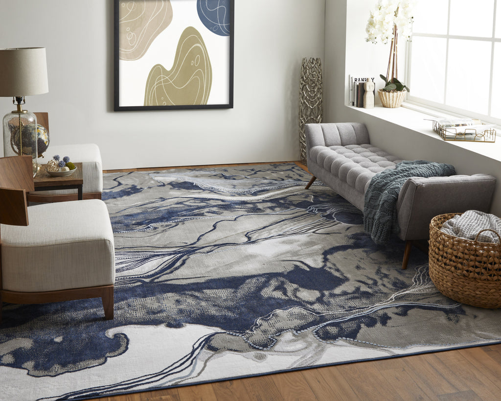 Feizy Gaspar 39KTF Gray/Blue Area Rug Lifestyle Image Feature