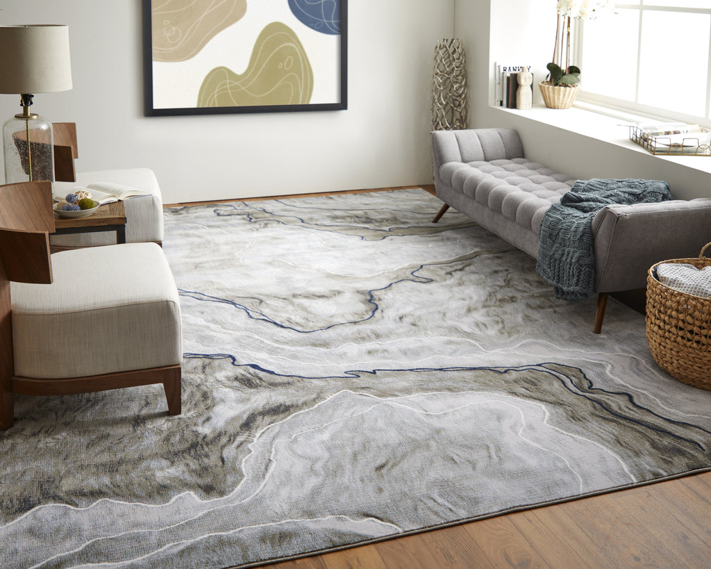 Feizy Gaspar 39KUF Gray/Ivory Area Rug Lifestyle Image Feature