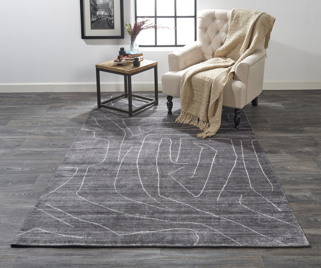 Feizy Lennox 8698F Gray/Ivory Area Rug Lifestyle Image Feature
