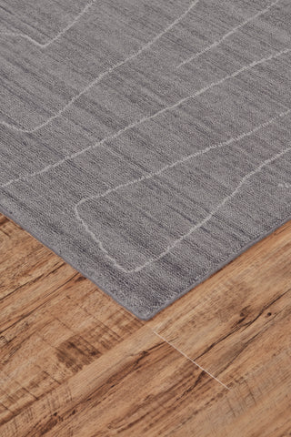 Feizy Lennox 8698F Gray/Ivory Area Rug Lifestyle Corner Close Up Image