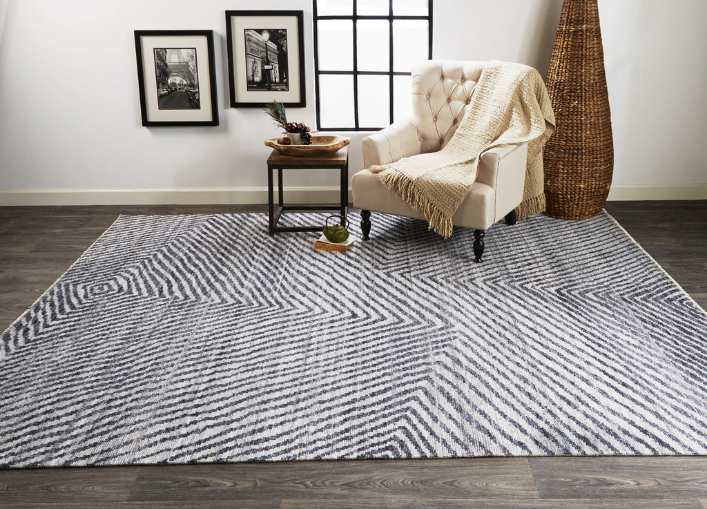 Feizy Vivien 6555F Gray/Blue Area Rug Lifestyle Image Feature