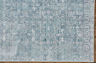 Feizy Cecily 3595F Teal/Gray Area Rug Corner Image with Rug Pad