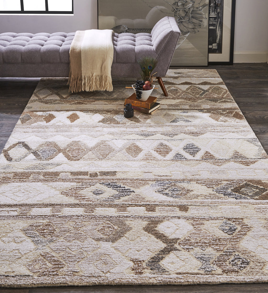 Feizy Asher 8770F Ivory/Brown Area Rug Lifestyle Image Feature