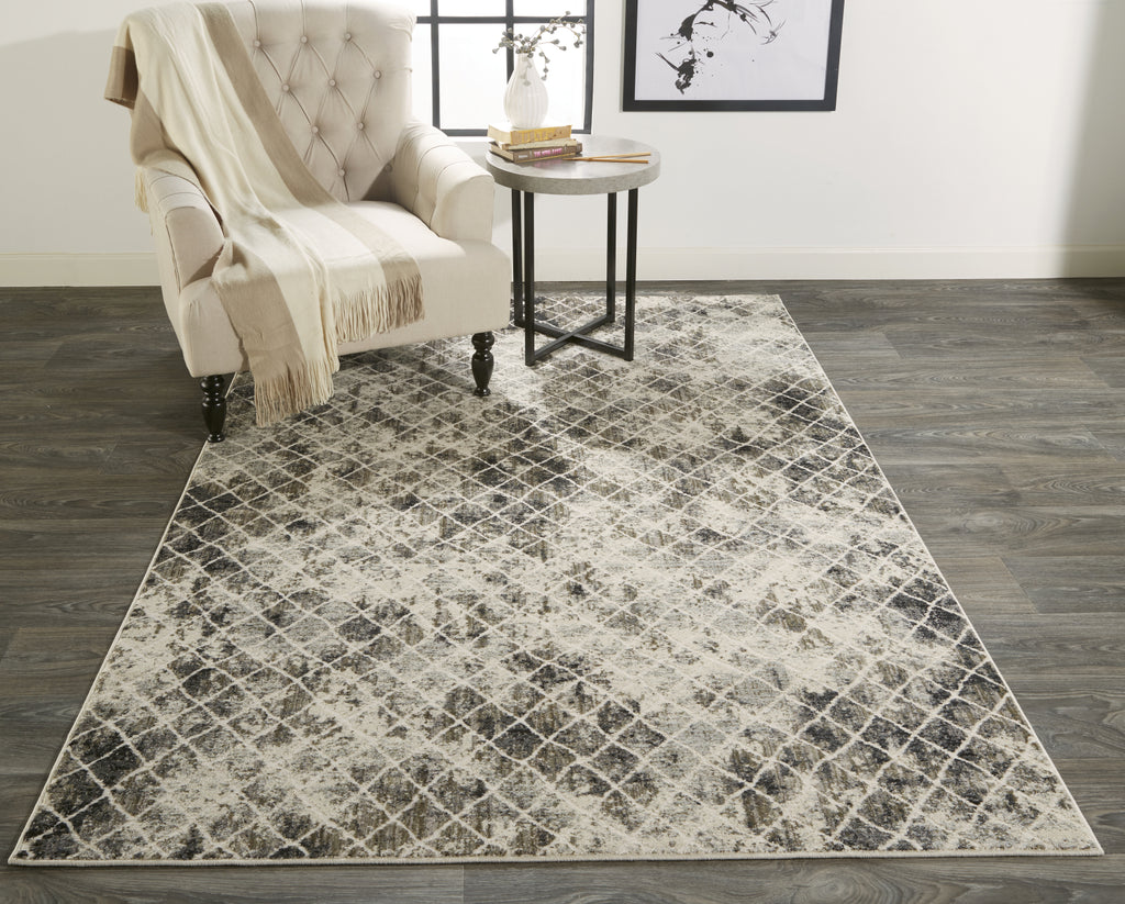 Feizy Kano 3873F Ivory/Gray Area Rug Lifestyle Image Feature