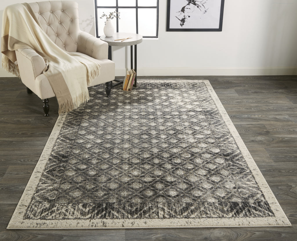 Feizy Kano 3875F Black/Ivory Area Rug Lifestyle Image Feature