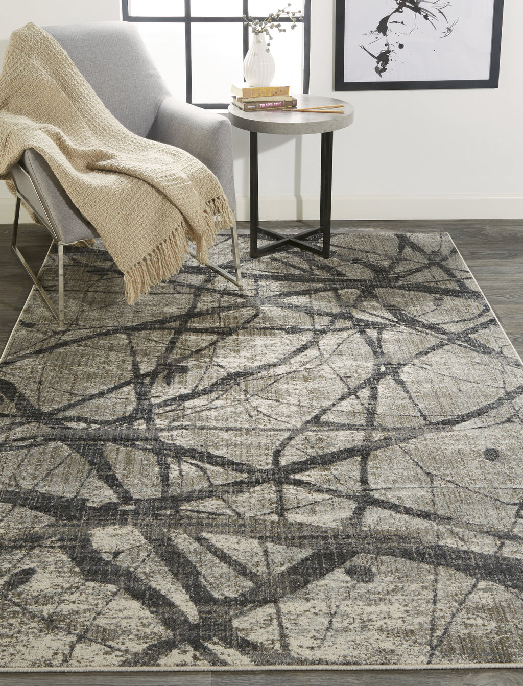 Feizy Kano 3877F Gray Area Rug Lifestyle Image Feature