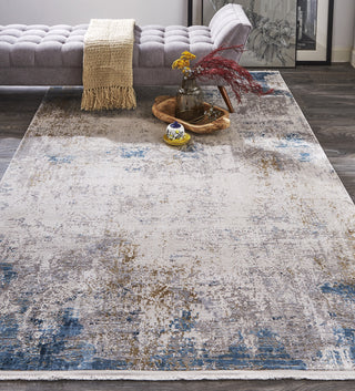 Feizy Cadiz 3889F Ivory/Blue Area Rug Lifestyle Image Feature