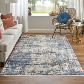 Feizy Cadiz 3891F Blue/Ivory Area Rug Lifestyle Image Feature