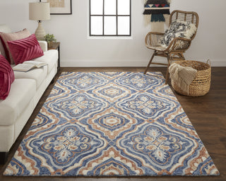 Feizy Rhett I8072 Blue/Rust Area Rug Lifestyle Image Feature