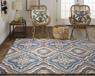 Feizy Rhett I8072 Blue/Rust Area Rug Room Scene 3