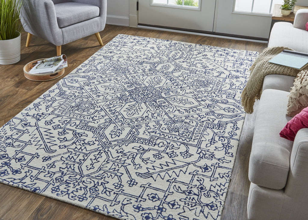 Feizy Belfort 8778F Ivory/Navy Area Rug Lifestyle Image Feature