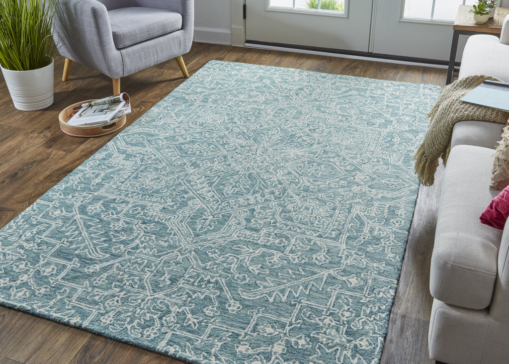 Feizy Belfort 8778F Teal Area Rug Lifestyle Image Feature