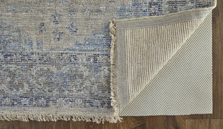 Feizy Caldwell 8108F Gray/Blue Area Rug Corner Image with Rug Pad
