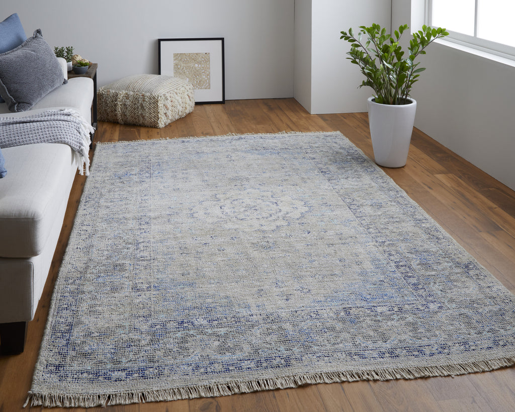 Feizy Caldwell 8108F Gray/Blue Area Rug Lifestyle Image Feature