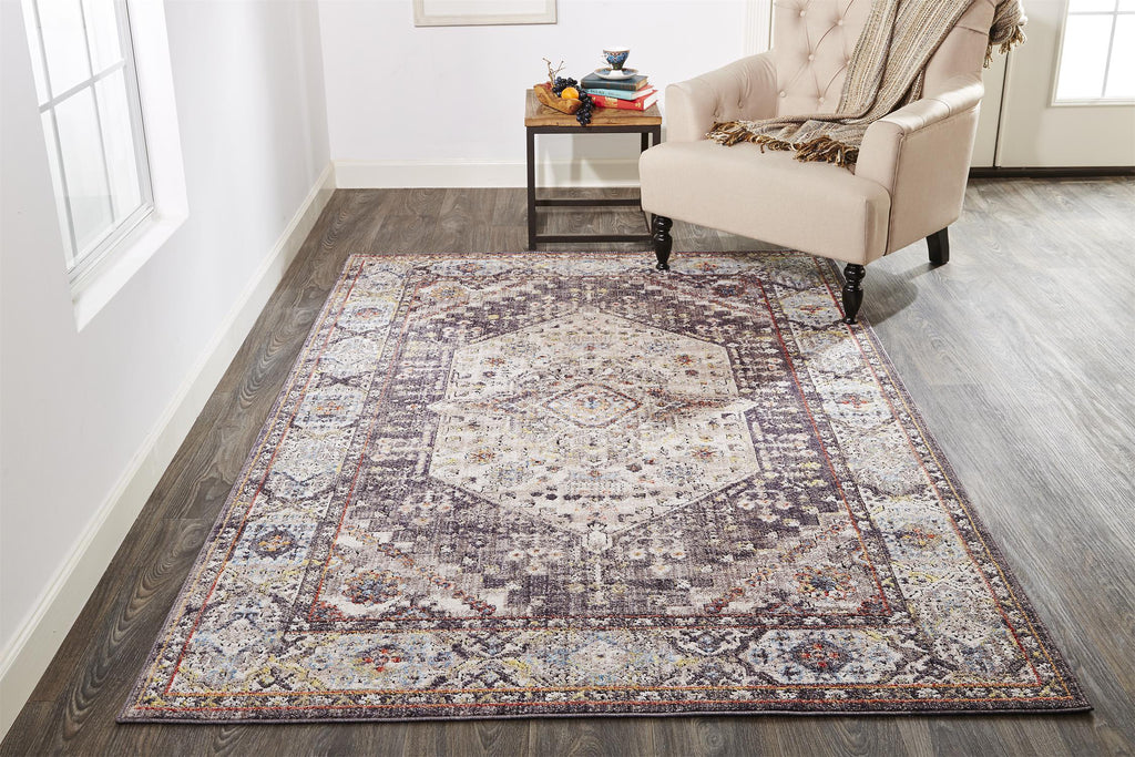 Feizy Armant 3907F Gray/Purple Area Rug Lifestyle Image Feature