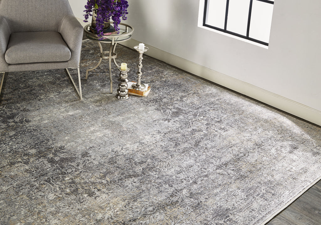 Feizy Sarrant 3964F Gray Area Rug Lifestyle Image Feature
