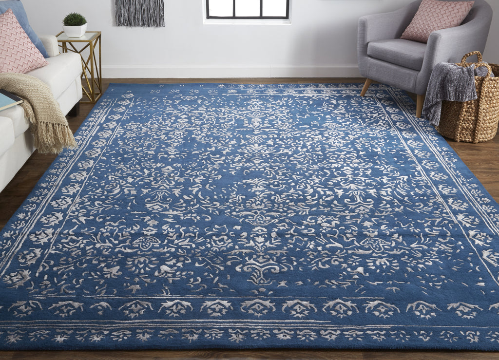 Feizy Bella 8014F Blue/Silver Area Rug Lifestyle Image Feature