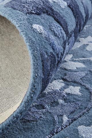 Feizy Bella 8832F Blue Area Rug Corner Image with Rug Pad