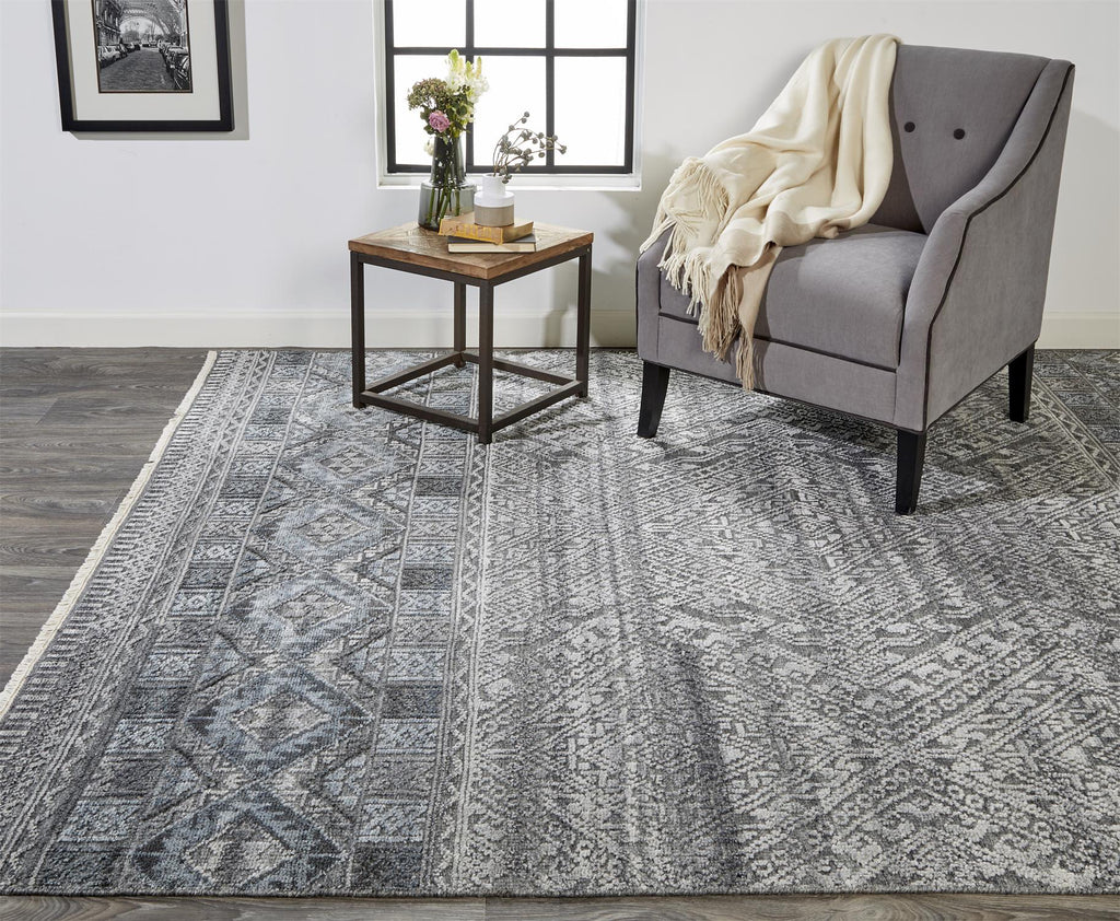 Feizy Payton 6495F Gray/Blue Area Rug Lifestyle Image Feature