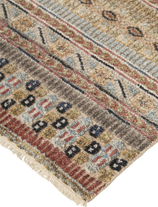 Feizy Payton 6498F Tan/Blue Area Rug Corner Close Up Image