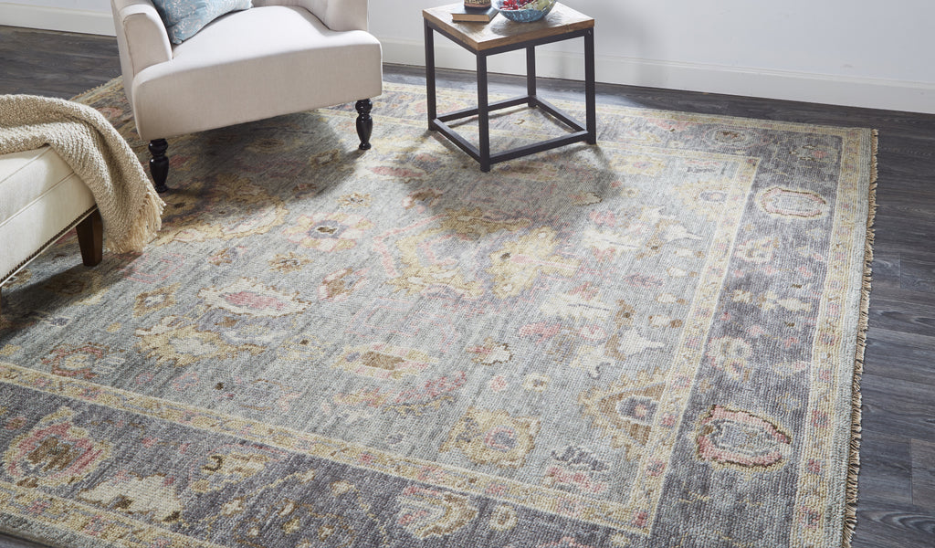 Feizy Carrington 6504F Gray/Gold Area Rug Lifestyle Image Feature