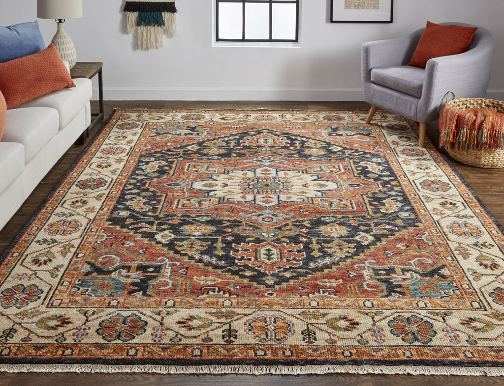 Feizy Carrington 6803F Rust/Charcoal Area Rug Lifestyle Image Feature