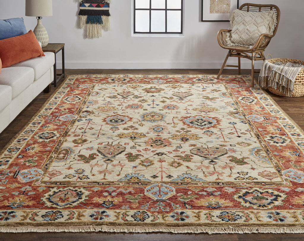 Feizy Carrington 6805F Beige/Rust Area Rug Lifestyle Image Feature
