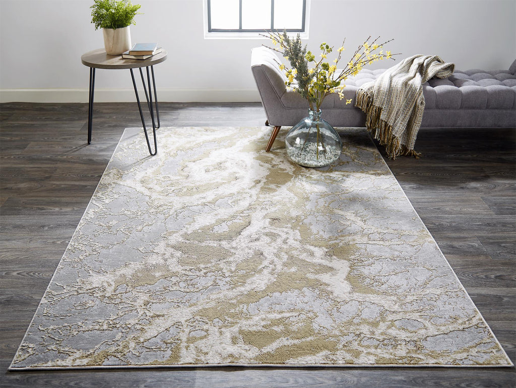 Feizy Aura 3563F Beige/Gray Area Rug Lifestyle Image Feature