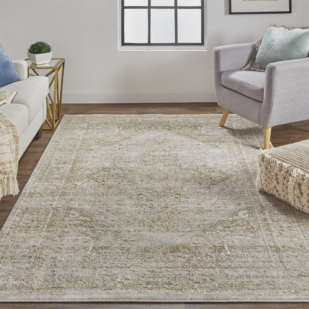 Feizy Aura 3734F Brown/Gold Area Rug Lifestyle Image Feature