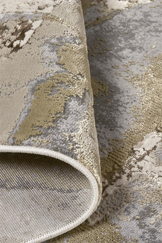 Feizy Aura 3737F Gold/Gray Area Rug Corner Image with Rug Pad