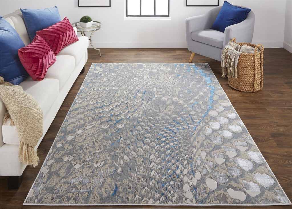 Feizy Azure 3403F Blue/Silver Area Rug Lifestyle Image Feature