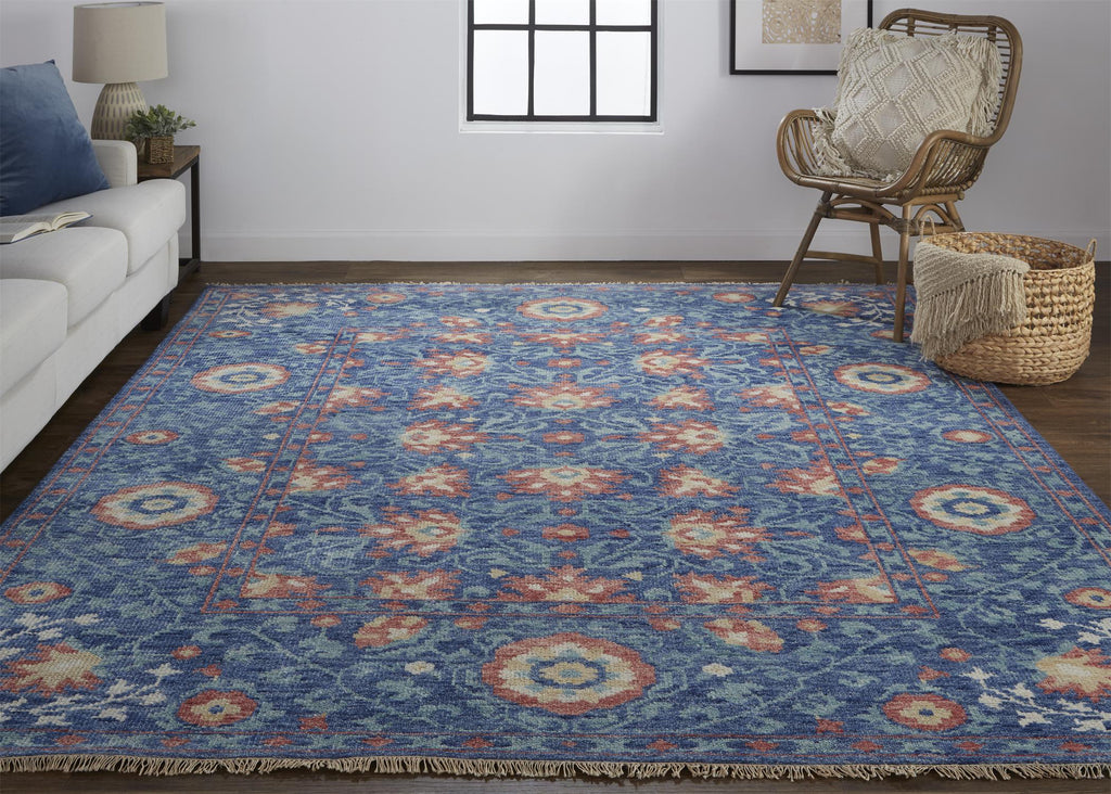 Feizy Beall 6713F Blue/Orange Area Rug Lifestyle Image Feature