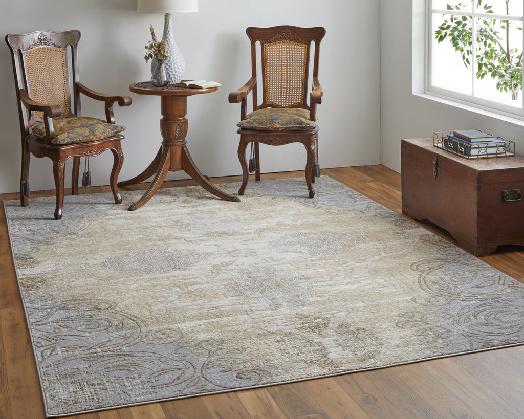 Feizy Celene 39L1F Beige/Gray Area Rug Lifestyle Image Feature
