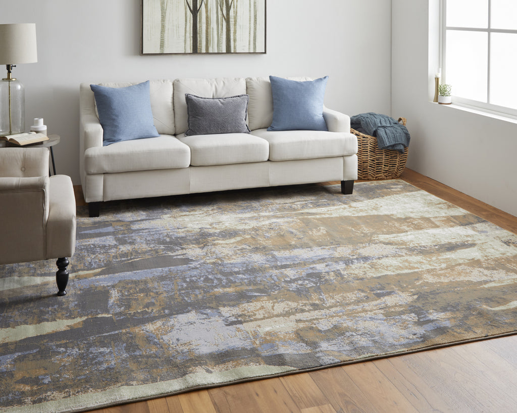 Feizy Clio 39K6F Blue/Tan Area Rug Lifestyle Image Feature