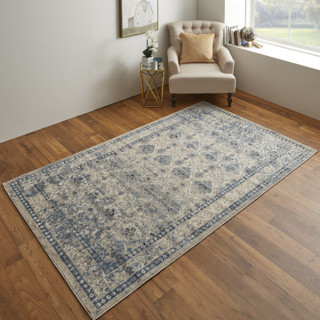 Feizy Camellia 39K7F Blue/Ivory Area Rug Lifestyle Image Feature