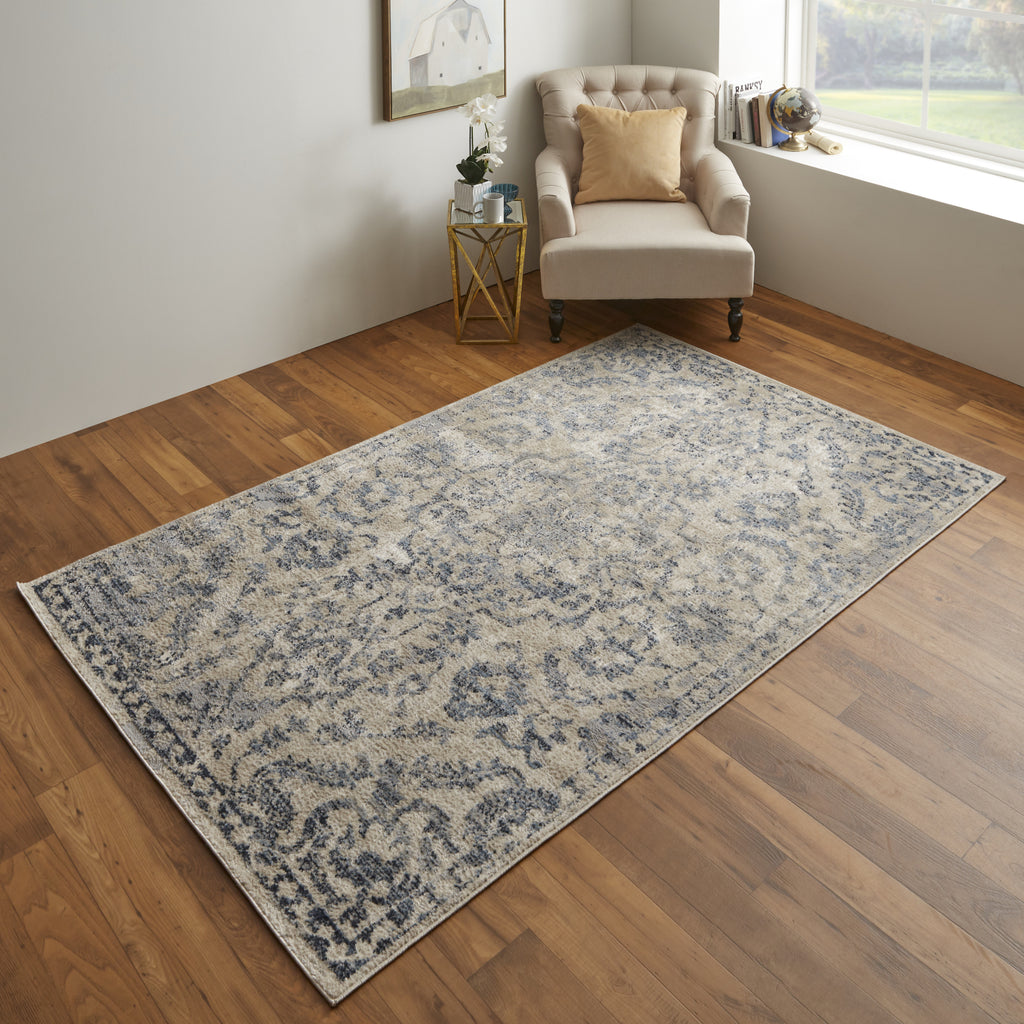 Feizy Camellia 39KHF Blue/Gray Area Rug Lifestyle Image Feature