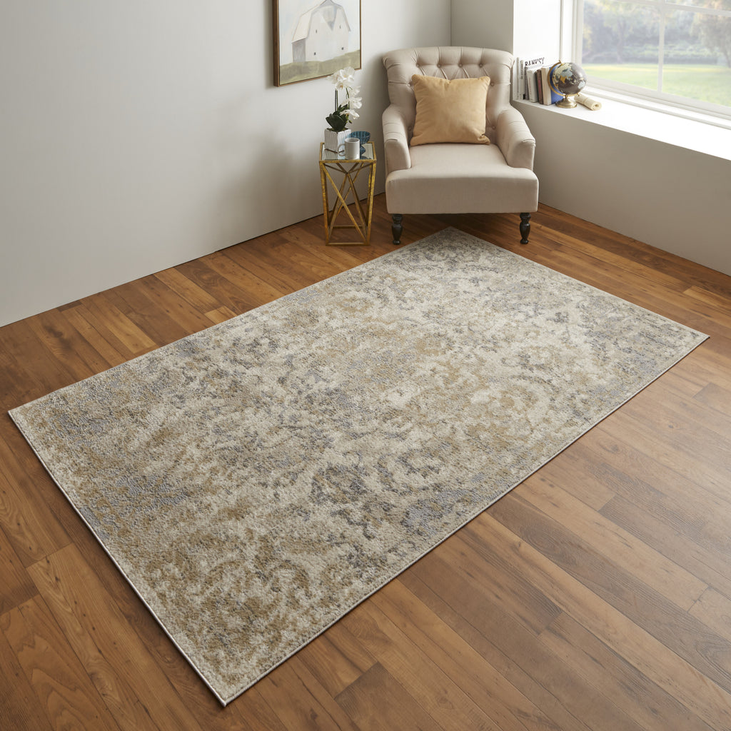 Feizy Camellia 39KHF Gray/Ivory Area Rug Lifestyle Image Feature