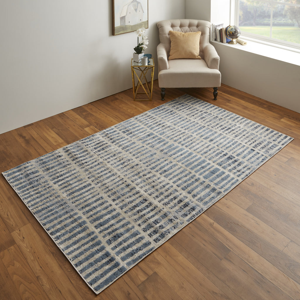 Feizy Camellia 39KIF Blue/Ivory Area Rug Lifestyle Image Feature
