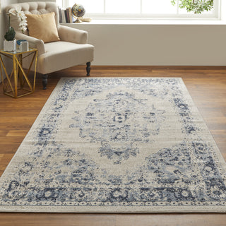 Feizy Camellia 39KLF Ivory/Blue Area Rug Lifestyle Image