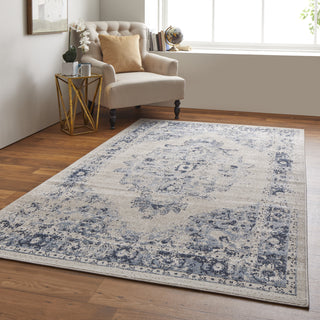 Feizy Camellia 39KLF Ivory/Blue Area Rug Lifestyle Image